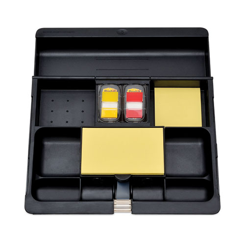 Picture of Recycled Plastic Desk Drawer Organizer Tray, 12 Compartments, 11.75 x 10.5  to 16 x 1.63, Black