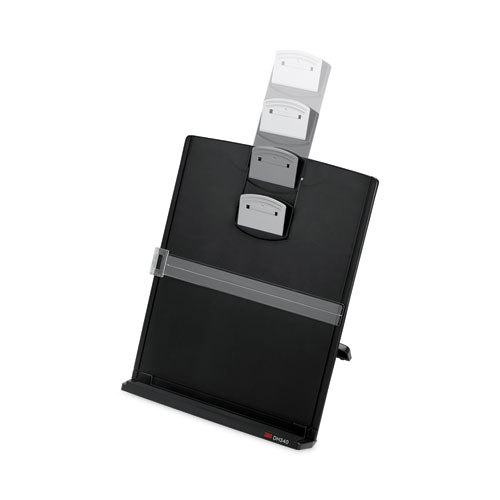 Picture of Fold-Flat Freestanding Desktop Copyholder, 150 Sheet Capacity, Plastic, Black/Silver Clip