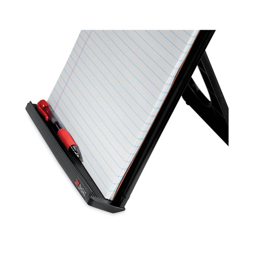 Picture of Fold-Flat Freestanding Desktop Copyholder, 150 Sheet Capacity, Plastic, Black/Silver Clip