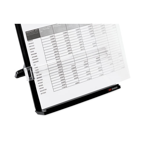 Picture of Fold-Flat Freestanding Desktop Copyholder, 150 Sheet Capacity, Plastic, Black/Silver Clip