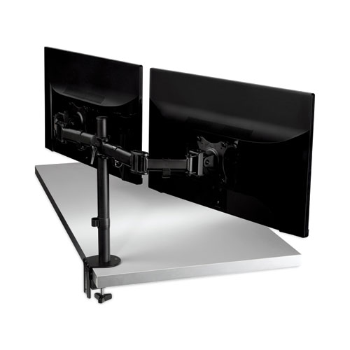 Picture of Dual Monitor Mount, For 27" Monitors, 360 Degree Rotation, +45 Degree/-45 Degree Tilt, 90 Degree Pan, Black, Supports 20 lb