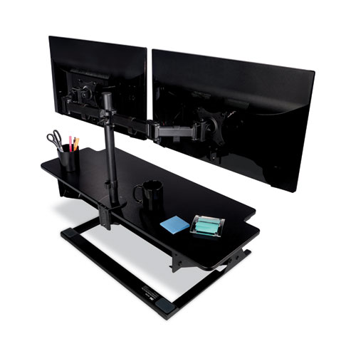 Picture of Dual Monitor Mount, For 27" Monitors, 360 Degree Rotation, +45 Degree/-45 Degree Tilt, 90 Degree Pan, Black, Supports 20 lb