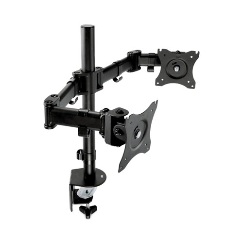 Picture of Dual Monitor Mount, For 27" Monitors, 360 Degree Rotation, +45 Degree/-45 Degree Tilt, 90 Degree Pan, Black, Supports 20 lb