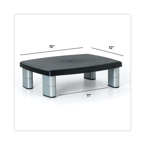 Picture of Adjustable Height Monitor Stand, 15" x 12" x 2.63" to 5.78", Black/Silver, Supports 80 lbs