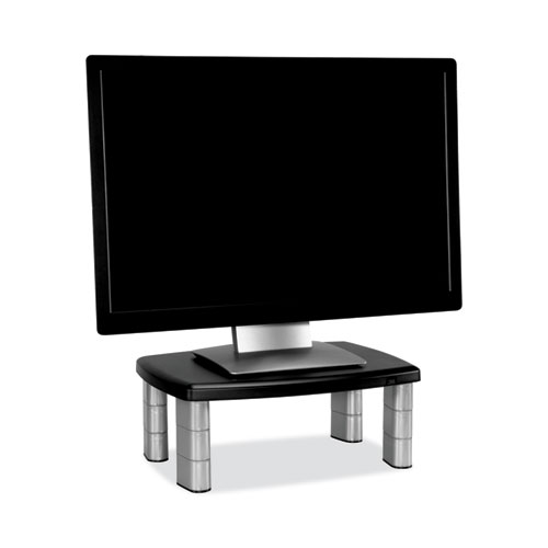 Picture of Adjustable Height Monitor Stand, 15" x 12" x 2.63" to 5.78", Black/Silver, Supports 80 lbs
