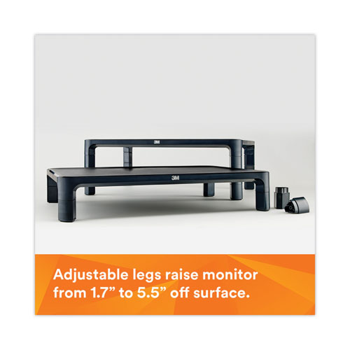 Picture of Adjustable Monitor Stand, 16" x 12" x 1.75" to 5.5", Black, Supports 20 lbs