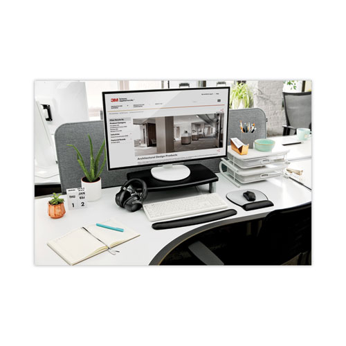 Picture of Extra-Wide Adjustable Monitor Stand, 20" x 12" x 1" to 5.78", Silver/Black, Supports 40 lbs