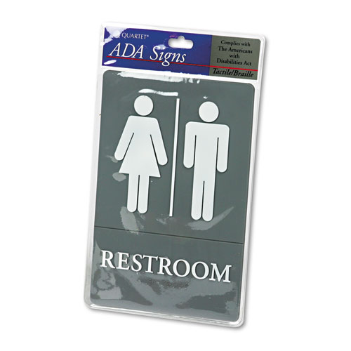 Picture of ADA Sign, Restroom Symbol Tactile Graphic, Molded Plastic, 6 x 9, Gray