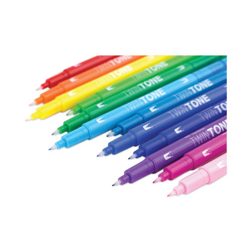 Picture of TwinTone Dual-Tip Markers, Extra-Fine/Broad Tips, Assorted Colors, Dozen