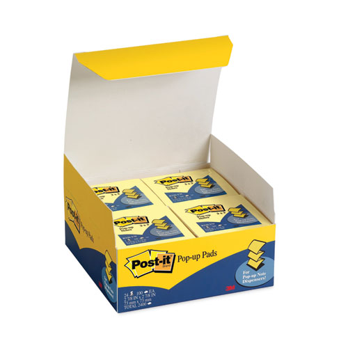 Picture of Original Canary Yellow Pop-up Refill Value Pack, 3" x 3", Canary Yellow, 100 Sheets/Pad, 24 Pads/Pack