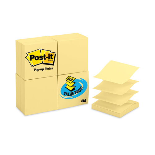 Picture of Original Canary Yellow Pop-up Refill Value Pack, 3" x 3", Canary Yellow, 100 Sheets/Pad, 24 Pads/Pack