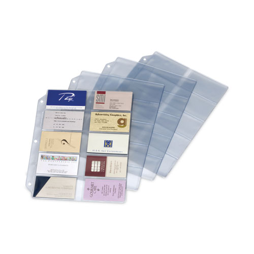 Picture of Business Card Refill Pages, For 2 x 3.5 Cards, Clear, 20 Cards/Sheet, 10 Sheets/Pack