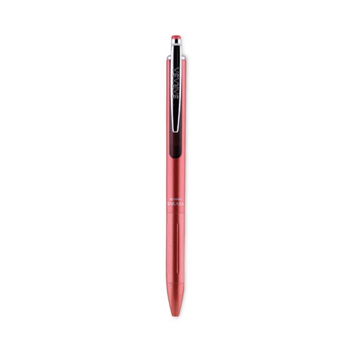 Picture of EnerGel RTX Gel Pen, Retractable, Medium 0.7 mm, Black Ink, Metallic Red Barrel, 5/Pack