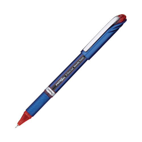 Picture of EnerGel NV Gel Pen, Stick, Fine 0.5 mm Needle Tip, Red Ink, Blue/Red Barrel, Dozen