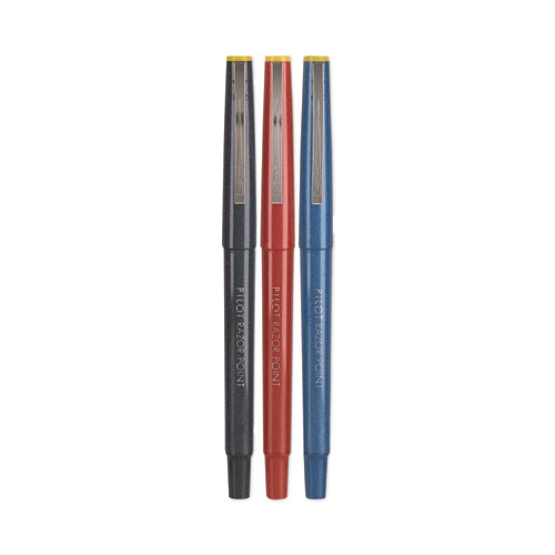 Picture of Razor Point Fine Line Porous Point Pen, Stick, Extra-Fine 0.3 mm, Assorted Ink and Barrel Colors, 4/Pack
