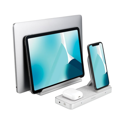 Picture of StudioCaddy with Qi Wireless Charging for Apple Devices, USB-A/USB-C, Silver