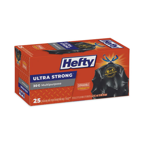 Picture of Ultra Flex Waste Bags, Drawstring, 30 gal, 1.05 mil, 6" x 2.1", Black, 150/Carton