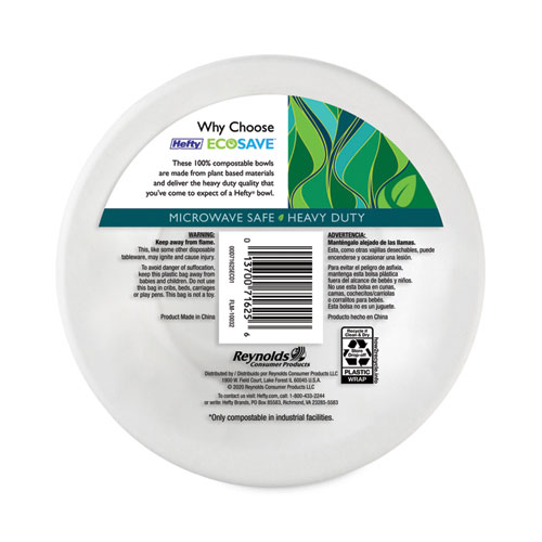 Picture of ECOSAVE Tableware, Bowl, Bagasse, 16 oz, White, 25/Pack