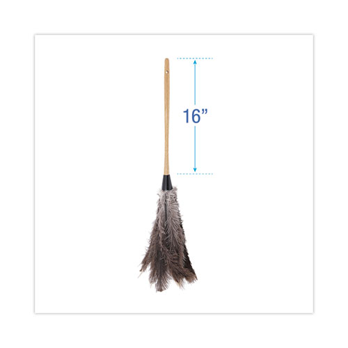 Picture of Professional Ostrich Feather Duster, 16" Wood Handle, 12" Gray Bristle