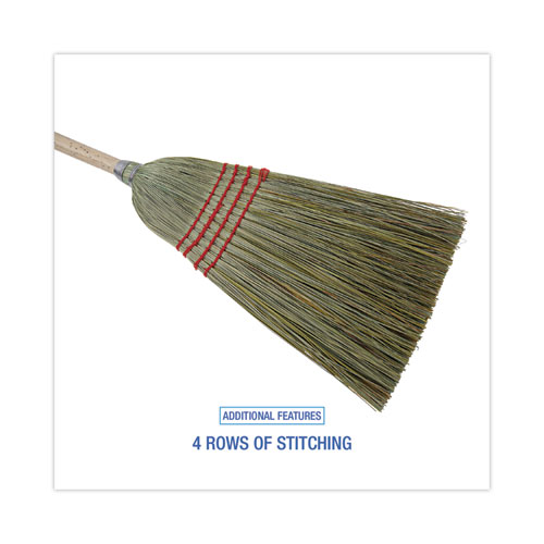 Picture of Mixed Fiber Maid Broom, Mixed Fiber Bristles, 55" Overall Length, Natural, 12/Carton