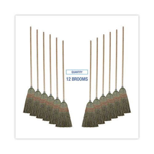 Picture of Mixed Fiber Maid Broom, Mixed Fiber Bristles, 55" Overall Length, Natural, 12/Carton