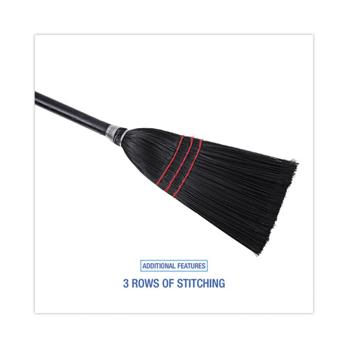 Picture of Flag Tipped Poly Lobby Brooms, Flag Tipped Poly Bristles, 38" Overall Length, Natural/Black, 12/Carton