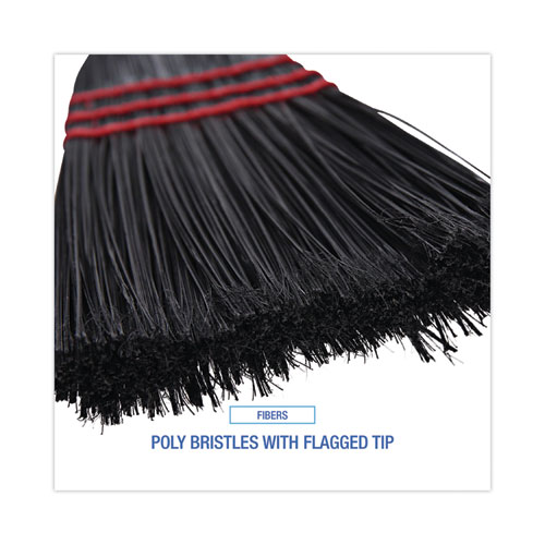 Picture of Flag Tipped Poly Lobby Brooms, Flag Tipped Poly Bristles, 38" Overall Length, Natural/Black, 12/Carton
