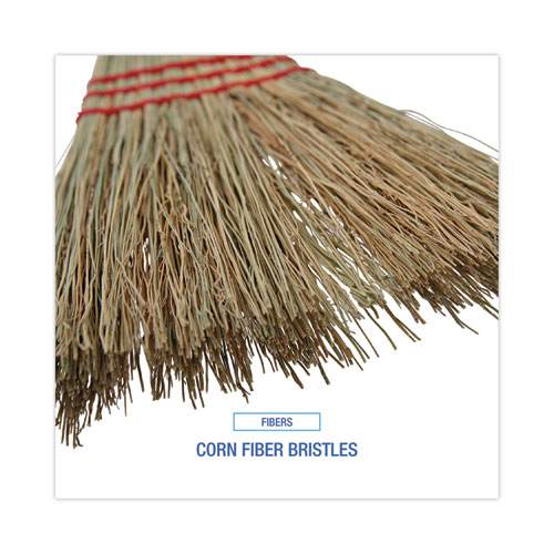 Picture of Corn Fiber Lobby/Toy Broom, Corn Fiber Bristles, 39" Overall Length, Red, 12/Carton