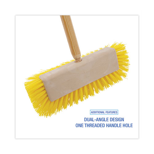 Picture of Dual-Surface Scrub Brush, Yellow Polypropylene Bristles, 10" Brush, Plastic Handle