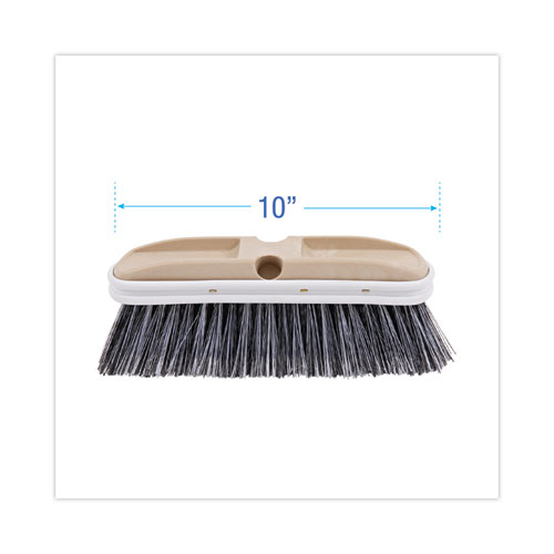 Picture of Polystyrene Vehicle Brush with Vinyl Bumper, Black/White Polystyrene Bristles, 10" Brush