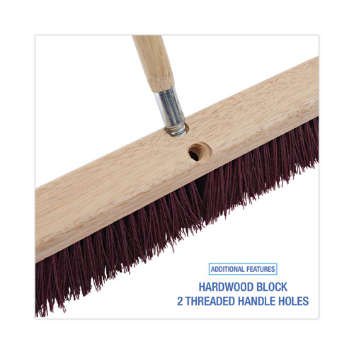 Picture of Floor Brush Head, 3" Maroon Heavy-Duty Polypropylene Bristles, 18" Brush