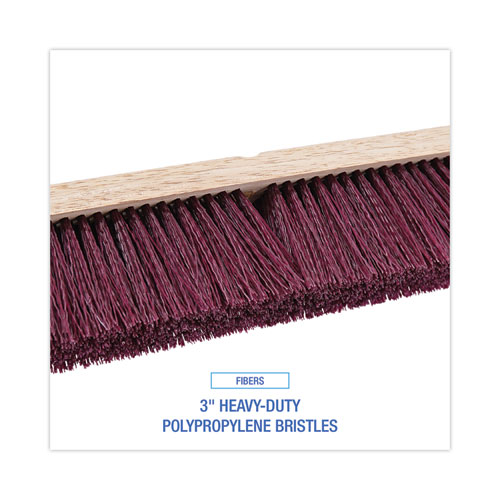 Picture of Floor Brush Head, 3" Maroon Heavy-Duty Polypropylene Bristles, 18" Brush