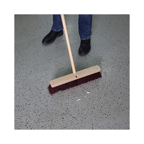 Picture of Floor Brush Head, 3" Maroon Heavy-Duty Polypropylene Bristles, 18" Brush