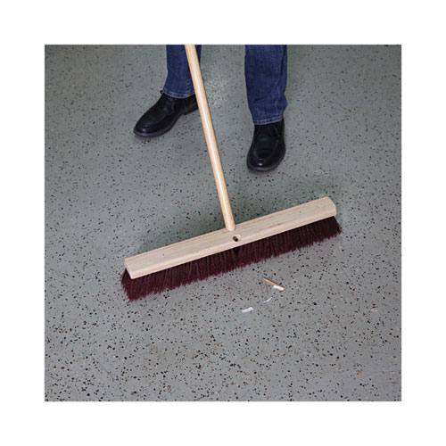 Picture of Floor Brush Head, 3.25" Maroon Stiff Polypropylene Bristles, 24" Brush