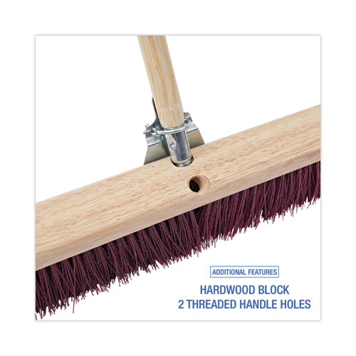 Picture of Floor Brush Head, 3.25" Maroon Stiff Polypropylene Bristles, 36" Brush