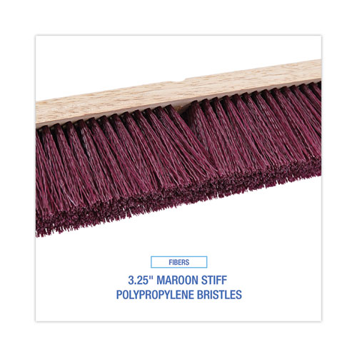 Picture of Floor Brush Head, 3.25" Maroon Stiff Polypropylene Bristles, 36" Brush