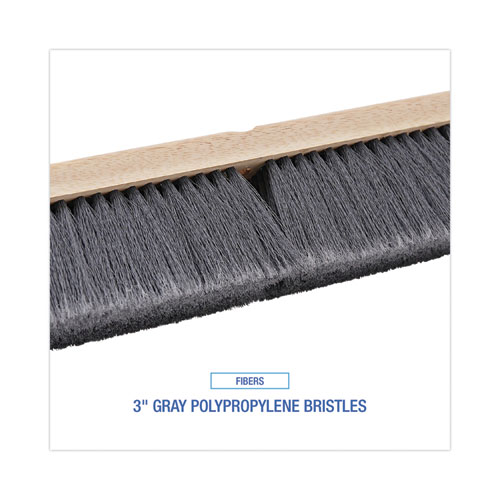 Picture of Floor Brush Head, 3" Gray Flagged Polypropylene Bristles, 18" Brush