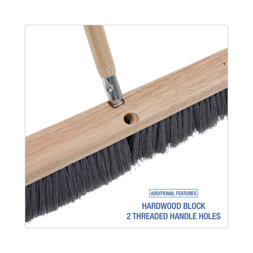 Picture of Floor Brush Head, 3" Gray Flagged Polypropylene Bristles, 24" Brush