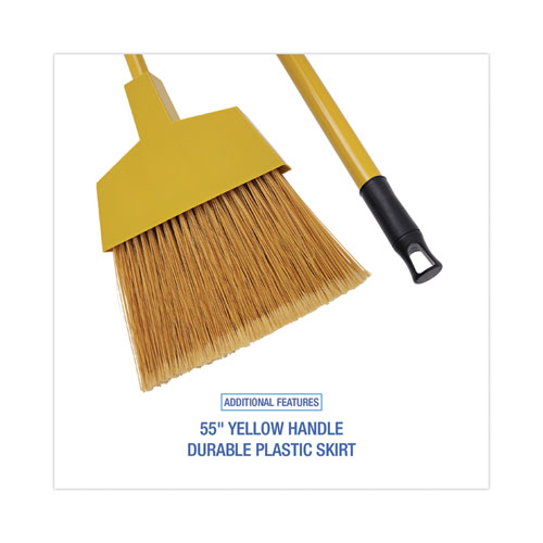 Picture of Corn Fiber Angled-Head Lobby Brooms, 55" Handle, Yellow, 12/Carton