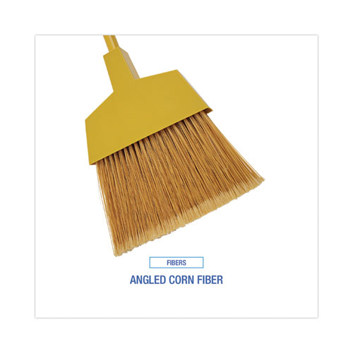 Picture of Corn Fiber Angled-Head Lobby Brooms, 55" Handle, Yellow, 12/Carton