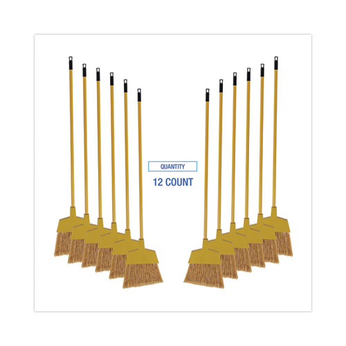 Picture of Corn Fiber Angled-Head Lobby Brooms, 55" Handle, Yellow, 12/Carton