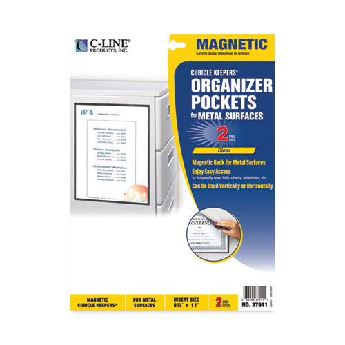 Picture of Magnetic Cubicle Keepers Display Holders, 9.2 x 11.69, Magnetic Mount, Clear, 2/Pack