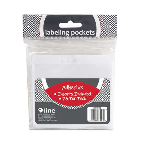 Picture of Self-Adhesive Labeling Pockets, Top Load, 3.75 x 3, Clear, 25/Pack