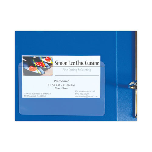 Picture of Self-Adhesive Business Card Holders, Top Load, 2 x 3.5, Clear, 10/Pack