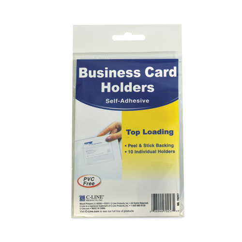 Picture of Self-Adhesive Business Card Holders, Top Load, 2 x 3.5, Clear, 10/Pack