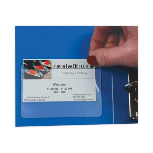 Picture of Self-Adhesive Business Card Holders, Top Load, 2 x 3.5, Clear, 10/Pack