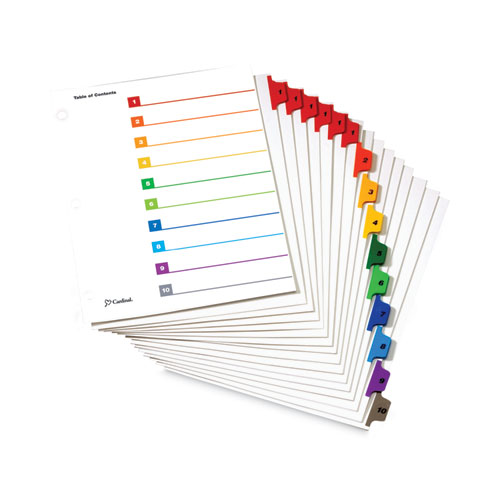 Picture of OneStep Printable Table of Contents and Dividers, 10-Tab, 1 to 10, 11 x 8.5, White, Assorted Tabs, 6 Sets