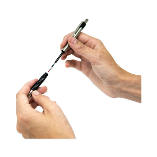 Picture of F-301 Ballpoint Pen, Retractable, Fine 0.7 mm, Black Ink, Stainless Steel/Black Barrel, 2/Pack