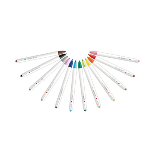 Picture of ClickArt Porous Point Pen, Retractable, Fine 0.6 mm, Assorted Ink and Barrel Colors, 12/Pack