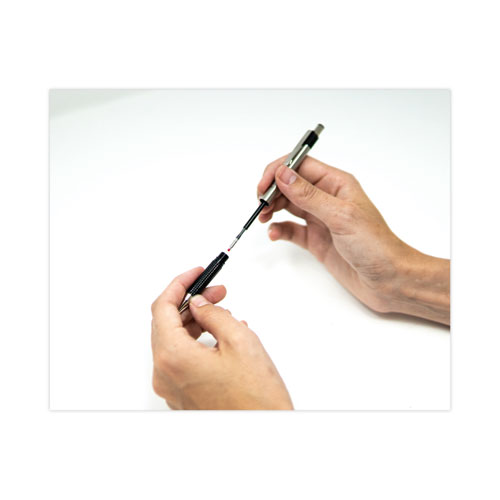 Picture of F-301 Ballpoint Pen, Retractable, Medium 1 mm, Black Ink, Stainless Steel/Black Barrel